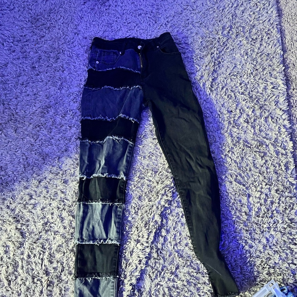 Black half and Half pattern jeans